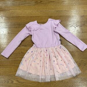 Pixielane Pink Long Sleeve Dress with Heart Pattern 3T GOOD CONDITION